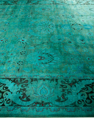 Contemporary Fine Vibrance Green Wool Area Rug - 9' 1" x 12' 2"
