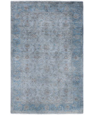 Overdyed One-of-a-Kind Wool Blue Area Rug 4' 1" x 6' 5"