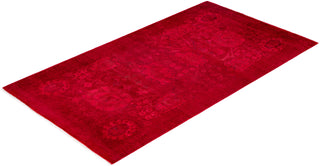 Contemporary Overdyed Wool Hand Knotted Pink Area Rug 3' 1" x 5' 6"