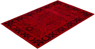 Overdyed Hand-Knotted Wool Modern-Contemporary Red Area Rug 5' 3" x 7' 9"