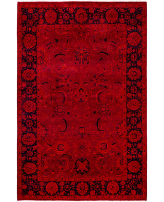Overdyed Hand-Knotted Wool Modern-Contemporary Red Area Rug 5' 3" x 7' 9"