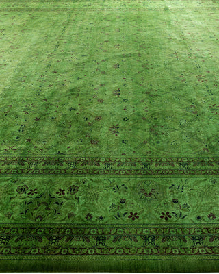 Overdyed Hand-Knotted Green Area Rug 12' 2" x 17' 10"