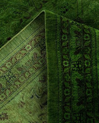 Overdyed Hand-Knotted Green Area Rug 12' 2" x 17' 10"