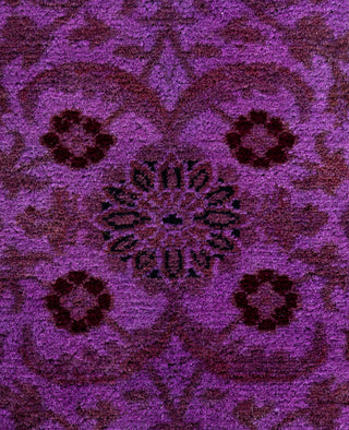 Contemporary Overdyed Wool Hand Knotted Purple Runner 2' 6" x 17' 10"
