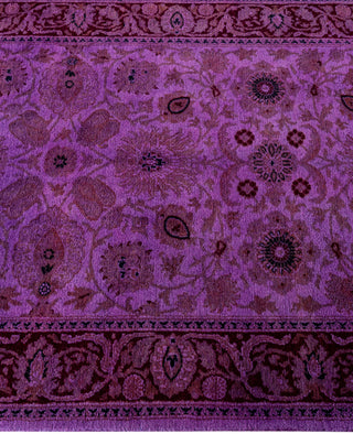 Contemporary Overdyed Wool Hand Knotted Purple Runner 2' 6" x 17' 10"