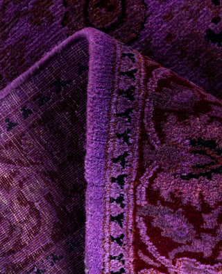 Contemporary Overdyed Wool Hand Knotted Purple Runner 2' 6" x 17' 10"
