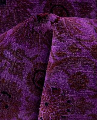 Contemporary Overdyed Wool Hand Knotted Purple Runner 2' 6" x 17' 10"