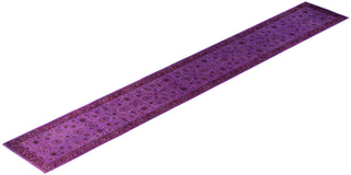 Contemporary Overdyed Wool Hand Knotted Purple Runner 2' 6" x 17' 10"