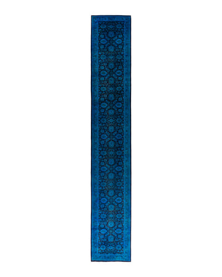 Fine Vibrance, One-of-a-Kind Hand-Knotted Runner Rug  - Blue, 2' 7" x 17' 6"