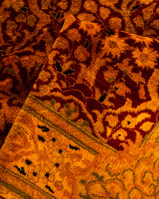 Contemporary Hand Knotted Overdyed Gold Runner 3' 1" x 8' 9"