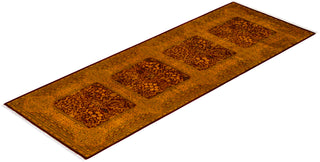 Contemporary Hand Knotted Overdyed Gold Runner 3' 1" x 8' 9"