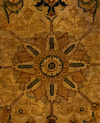 Contemporary Overdyed Wool Hand Knotted Gold Round Area Rug 9' 1" x 9' 1"