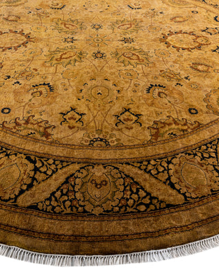 Contemporary Overdyed Wool Hand Knotted Gold Round Area Rug 9' 1" x 9' 1"