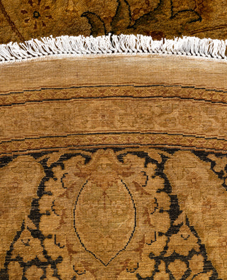 Contemporary Overdyed Wool Hand Knotted Gold Round Area Rug 9' 1" x 9' 1"