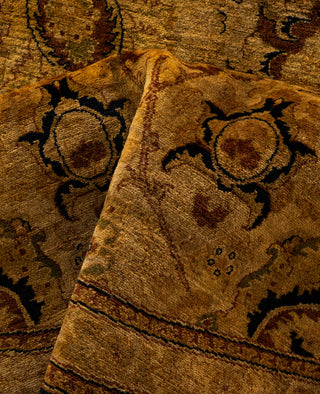 Contemporary Overdyed Wool Hand Knotted Gold Round Area Rug 9' 1" x 9' 1"