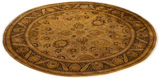 Contemporary Overdyed Wool Hand Knotted Gold Round Area Rug 9' 1" x 9' 1"