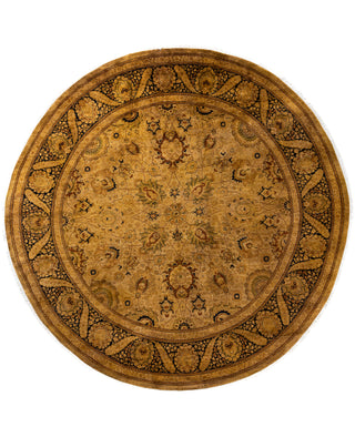 Contemporary Overdyed Wool Hand Knotted Gold Round Area Rug 9' 1" x 9' 1"