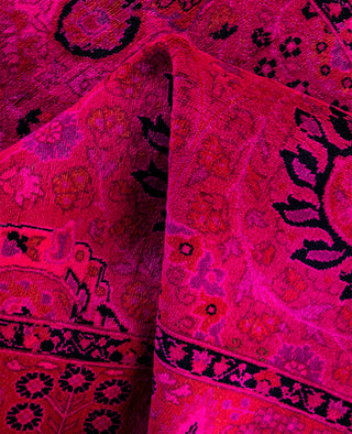 Overdyed One-of-a-Kind Wool Pink Area Rug 3' 1" x 5' 2"