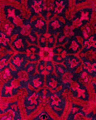 Contemporary Hand-Knotted Overdyed Pink Round Area Rug 3' 1" x 3' 1"