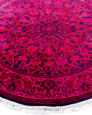 Contemporary Hand-Knotted Overdyed Pink Round Area Rug 3' 1" x 3' 1"