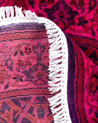 Contemporary Hand-Knotted Overdyed Pink Round Area Rug 3' 1" x 3' 1"