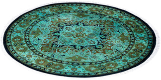 Contemporary Overyed Wool Hand Knotted Multi Round Area Rug 3' 1" x 3' 1"