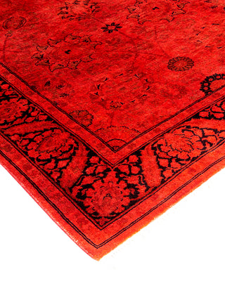 Modern Overdyed Hand Knotted Wool Red Area Rug 3' 1" x 5' 0"