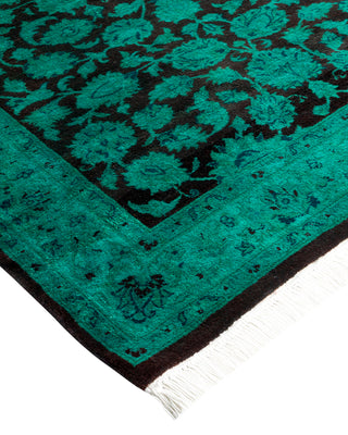 Modern Overdyed Hand Knotted Wool Green Area Rug 3' 1" x 5' 2"