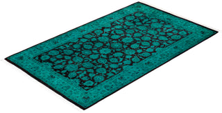 Contemporary Hand Knotted Overdyed Green Area Rug 3' 1" x 5' 2"