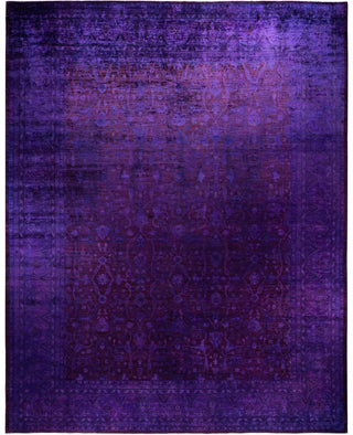 Overdyed One-of-a-Kind Wool Purple Area Rug 12' 2" x 15' 1"