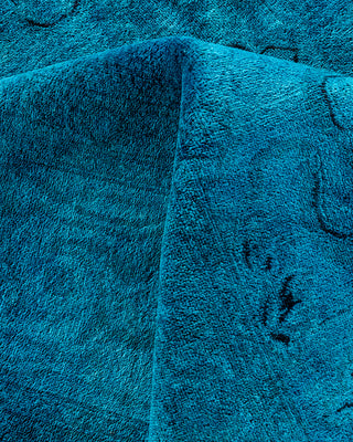 Contemporary Hand-Knotted Overdyed Blue Area Rug 8' 0" x 10' 6"