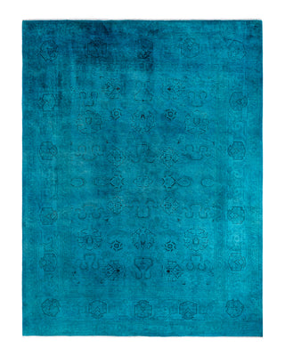 Contemporary Overyed Wool Hand Knotted Blue Area Rug 8' 0" x 10' 6"