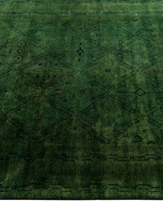 Overdyed One-of-a-Kind Wool Green Area Rug 4' 0" x 6' 1"