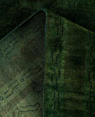 Overdyed One-of-a-Kind Wool Green Area Rug 4' 0" x 6' 1"