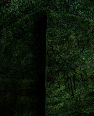 Overdyed One-of-a-Kind Wool Green Area Rug 4' 0" x 6' 1"