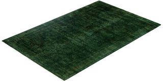 Overdyed One-of-a-Kind Wool Green Area Rug 4' 0" x 6' 1"