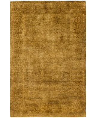 Overdyed Hand-Knotted Wool Modern-Contemporary Gold Area Rug 4' 1" x 6' 3"