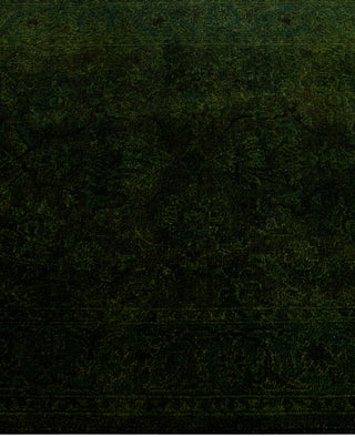 Contemporary Overdyed Wool Hand Knotted Green Runner 2' 6" x 15' 9"