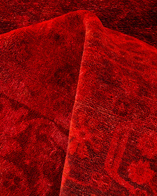 Overdyed Hand-Knotted Orange Area Rug 9' 0" x 11' 3"