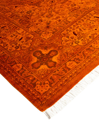 Modern Overdyed Hand Knotted Wool Orange Area Rug 4' 7" x 7' 1"