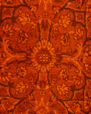 Modern Overdyed Hand Knotted Wool Orange Area Rug 4' 7" x 7' 1"
