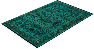 Overdyed Hand-Knotted Blue Area Rug 4' 2" x 6' 4"