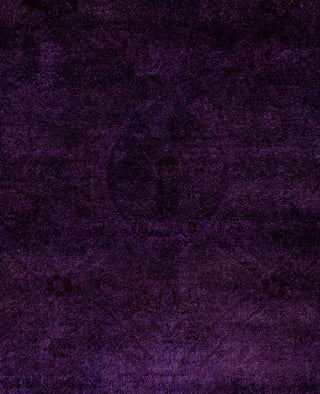 Contemporary Overdyed Wool Hand Knotted Purple Runner 3' 0" x 10' 10"
