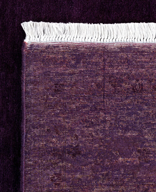 Contemporary Overdyed Wool Hand Knotted Purple Runner 3' 0" x 10' 10"