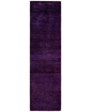 Contemporary Overdyed Wool Hand Knotted Purple Runner 3' 0" x 10' 10"