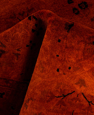 Contemporary Overdyed Wool Hand Knotted Orange Runner 3' 0" x 8' 7"