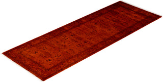 Contemporary Overdyed Wool Hand Knotted Orange Runner 3' 0" x 8' 7"