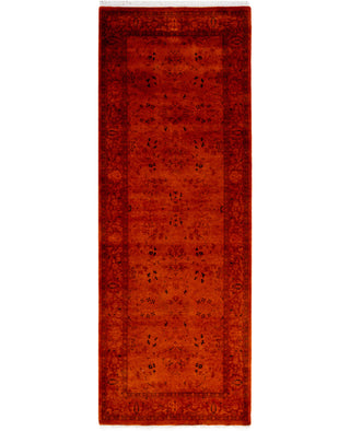 Contemporary Overdyed Wool Hand Knotted Orange Runner 3' 0" x 8' 7"