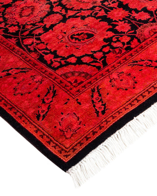 Modern Overdyed Hand Knotted Wool Red Runner 2' 8" x 14' 1"