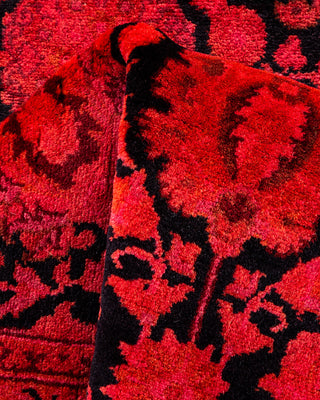 Modern Overdyed Hand Knotted Wool Red Runner 2' 8" x 14' 1"